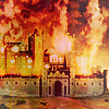 A castle burning