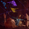 Aloy interacting with the strange device she found