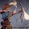 Aloy using her bow as a child